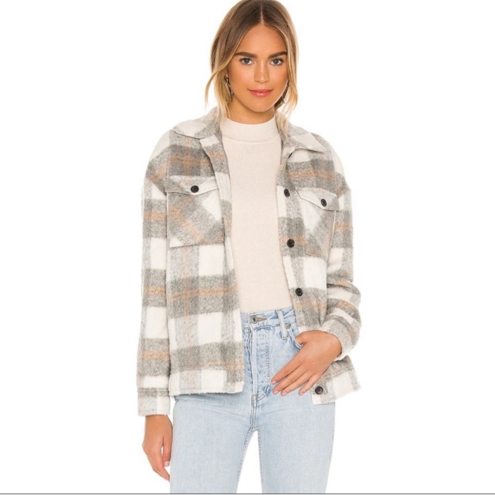 Saylor Layton Jacket Shacket Oversized Fleece Tartan Plaid Wool Blend